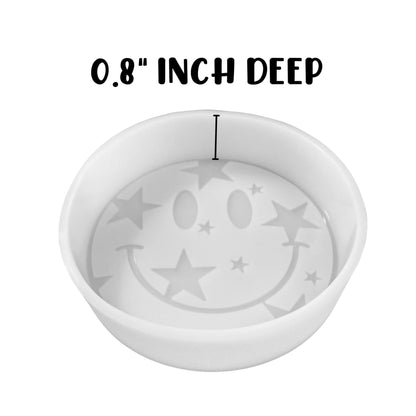 Smiley Face with Star Eyes Rounds Silicone Freshie Mold 4” Car Freshener 90’s Retro Trendy Lightening Bolt Bad Mom