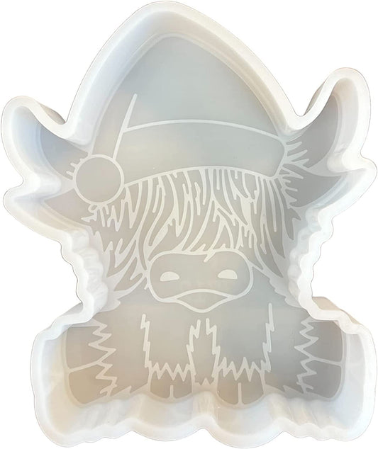 Highland Santa Cow with Santa Hat Silicone Freshie Mold Heat Resistant Baking Scented Aroma Beads Freshie Supplies 3.5 x 2.3 x 1” inches