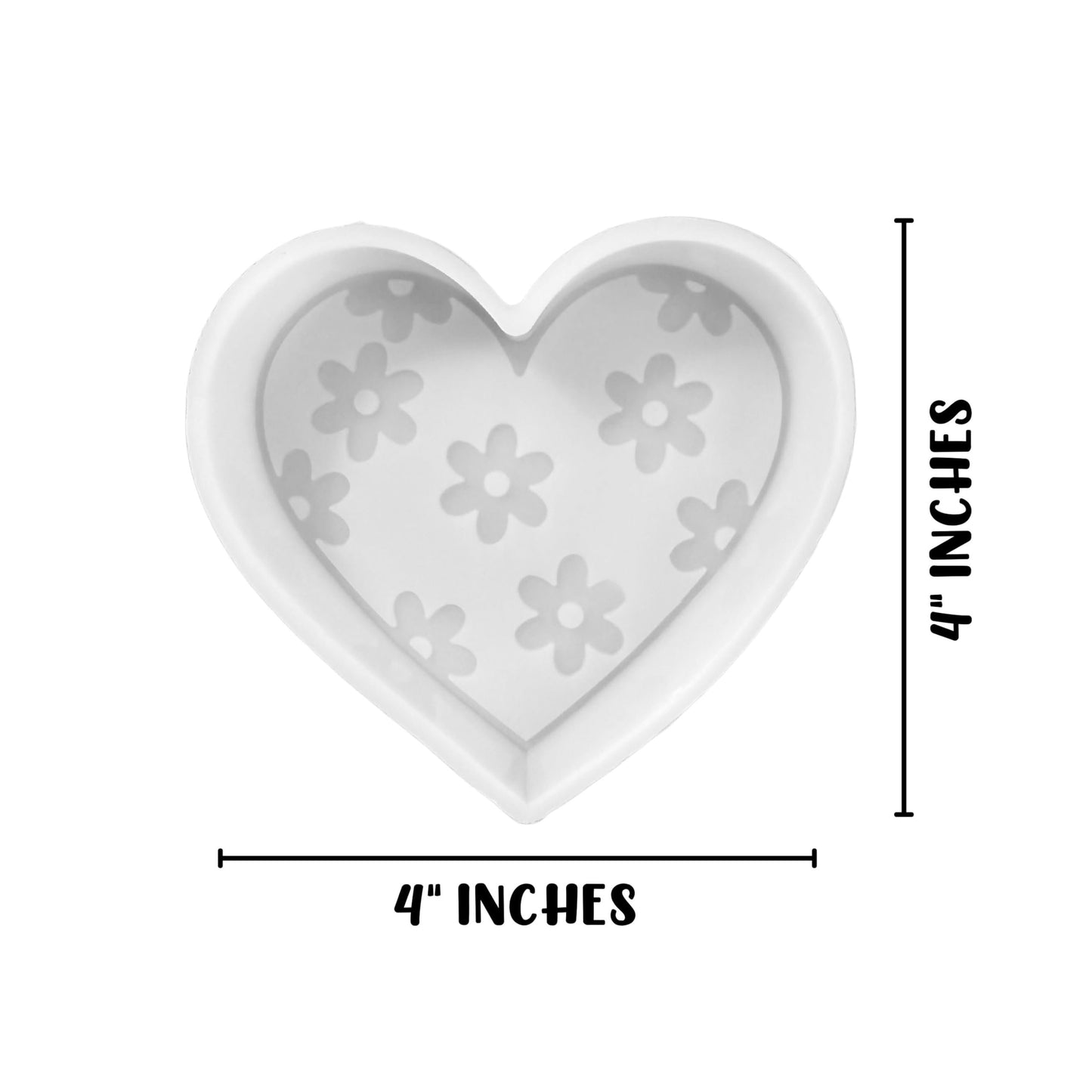 Heart with Flowers Silicone Freshie Mold 4x4” V-Day Valentine’s 90’s Retro Trendy Car Candle Freshener Aroma Beads Oven Safe