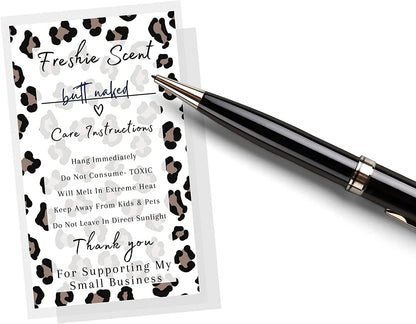 Freshie Label Stickers | 60 Pack | 2x3.5" inches Stickers | Freshies Supplies for DIY Crafts for use with Freshies Supplies, Beads and Silicone Molds, Freshies Scent Labels | Leopard Background Design