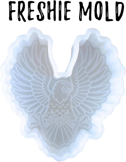 Eagle American Freshie Silicone Mold 4 x 3.5 x 0.8” USA Patriotic Bald Eagle Wings Spread Scented Aroma Beads Supplies Resin, Car Candles, Soap Oven Safe Bake Heat Resistant to 400 F