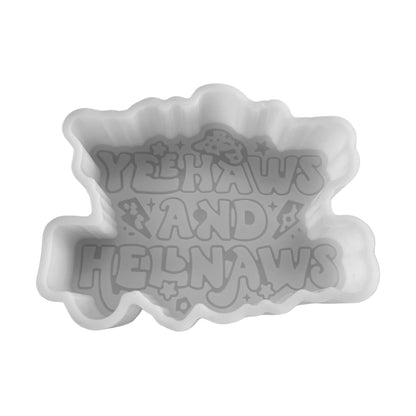 Yeehaws and Hellnaws Silicone Car Freshie Mold Country Music Girls Cowboy Quote Saying Lasso for Scented Aroma Beads Oven Safe
