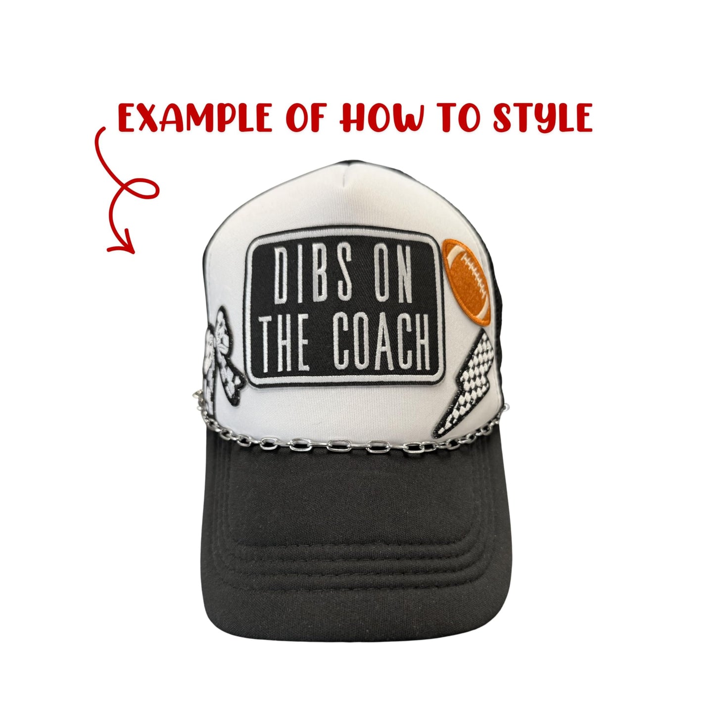 Dibs on the Coach Press On Patch Embroidered for Hat Bar 5pk 3.5x2.4” Rectangle Bundle Football Sports Moms Transfer Heat Press Black and White DIY Design Your Cap