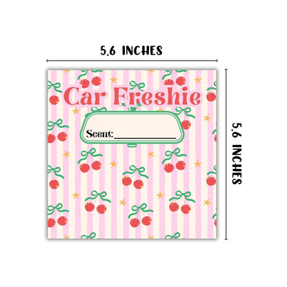 Cherry Stripes Retro Cardstock Inserts for Freshie Bags 30pk 5.6x5.6” Packaging Care Instructions Ideal for Sacks 6” Square Backers for Customers Minimalist