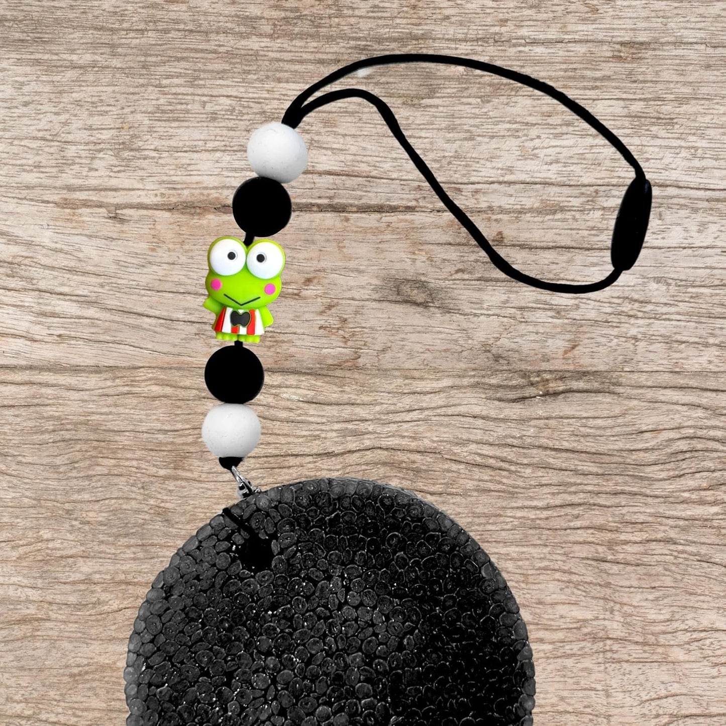 Frog Big Eyes Hello 3D Silicone Focal Bead 12pk Bulk Kitty Kerop 1.15x0.87” Character Beadable Keychain Pen 2 Holes Slider San Striped Shirt