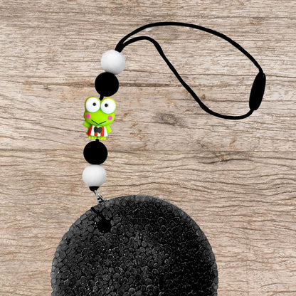 Frog Big Eyes Hello 3D Silicone Focal Bead 12pk Bulk Kitty Kerop 1.15x0.87” Character Beadable Keychain Pen 2 Holes Slider San Striped Shirt