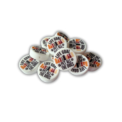 Life Goal Pet All The Dogs Circle Silicone Focal Bead 12pk 2.6 cm Dog Mom Animal Lover Beadable Pen Keychain Freshie Hanger Dachshund
