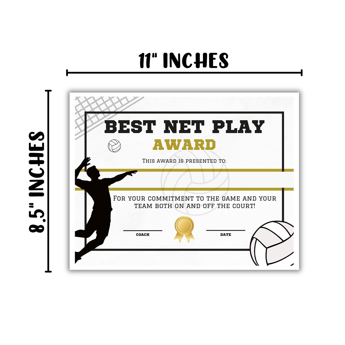 Mens Volleyball Athletic Achievement Awards 31pk Unique 8.5x11” Superlative Certificates MVP Youth Sports Spirit Sportsmanship End of Year Recognition Team