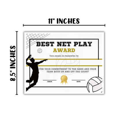 Mens Volleyball Athletic Achievement Awards 31pk Unique 8.5x11” Superlative Certificates MVP Youth Sports Spirit Sportsmanship End of Year Recognition Team