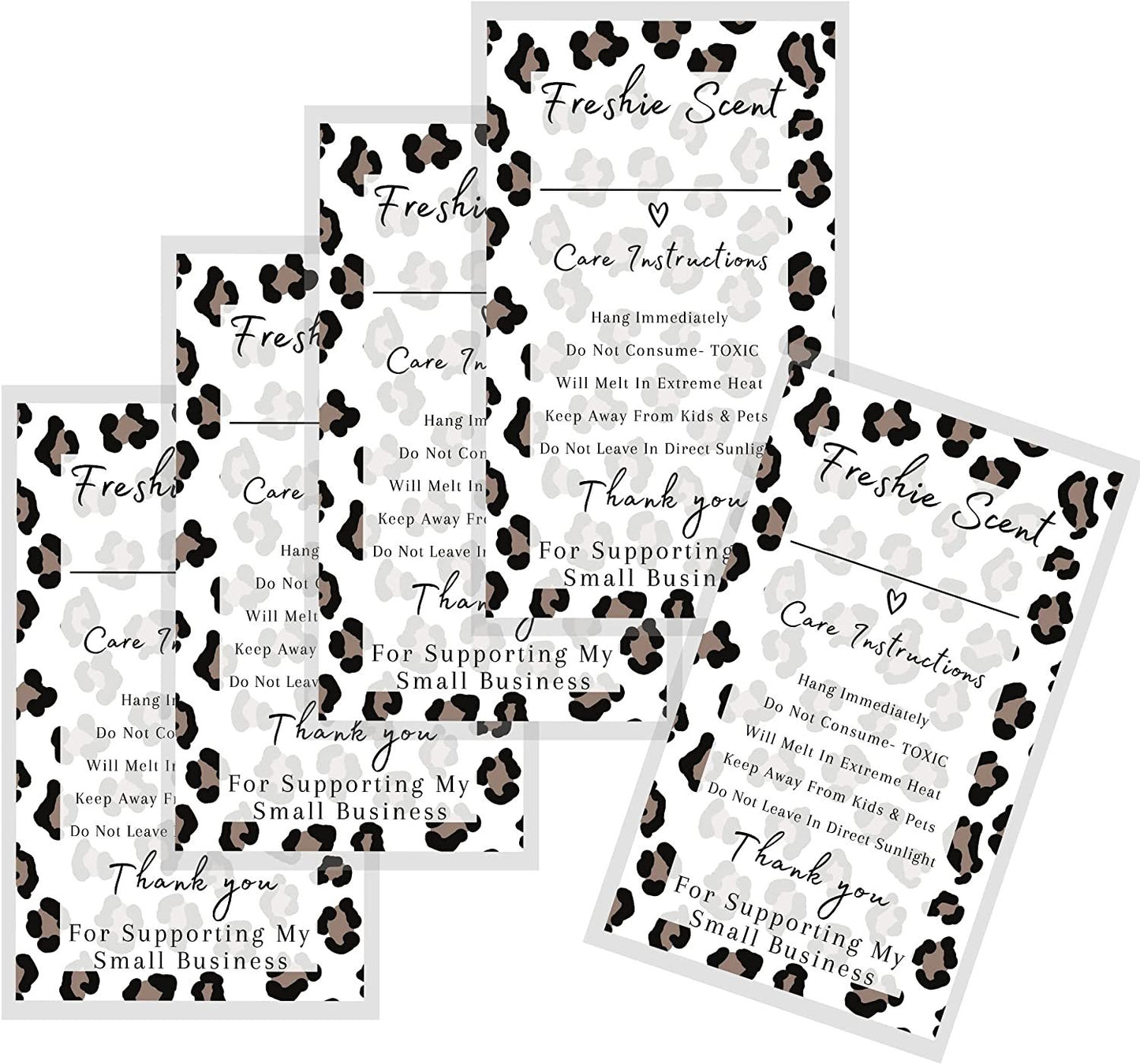 Freshie Label Stickers | 120 Pack | 2x3.5" inches Stickers | Freshies Supplies for DIY Crafts for Freshies Supplies, Beads and Silicone Molds, Freshies Scent Labels | Leopard Background Design