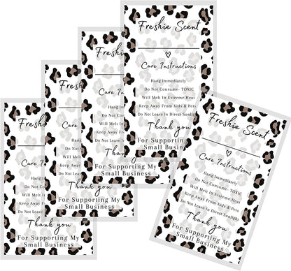 Freshie Label Stickers | 120 Pack | 2x3.5" inches Stickers | Freshies Supplies for DIY Crafts for Freshies Supplies, Beads and Silicone Molds, Freshies Scent Labels | Leopard Background Design