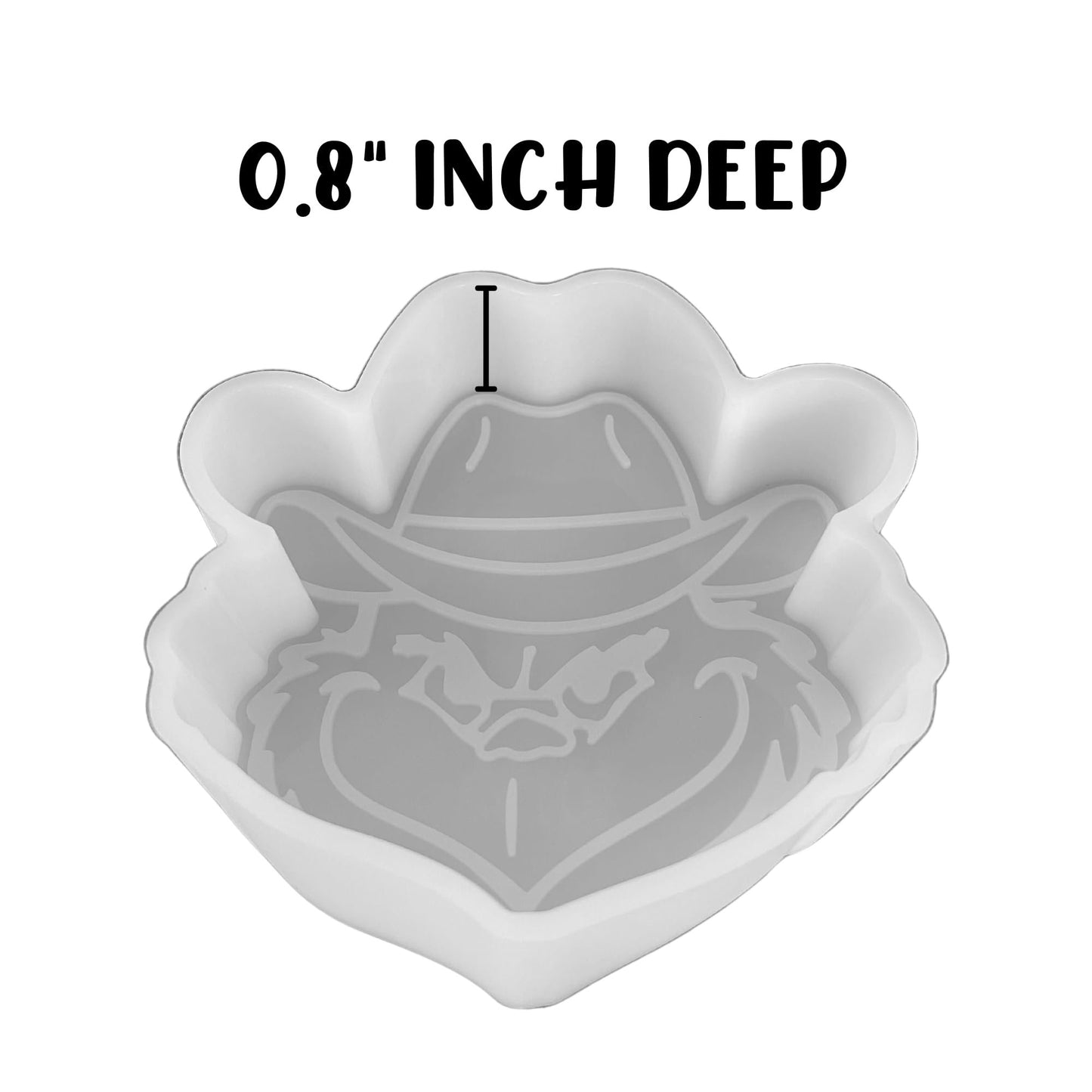 Grouch in Cowboy Hat Green Monster Stole Christmas Car Freshie Silicone Mold 4.1x4.1x0.8” Aroma Beads Holiday DIY Rounds Cardstock Oven Safe