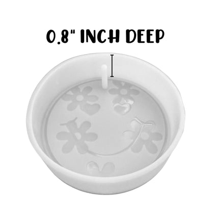 Smiley Face with Flowers Silicone Freshie Mold 4” 90’s Retro Trendy Car Candle Hanger Unique Drip Design DIY Oven Bake Scented