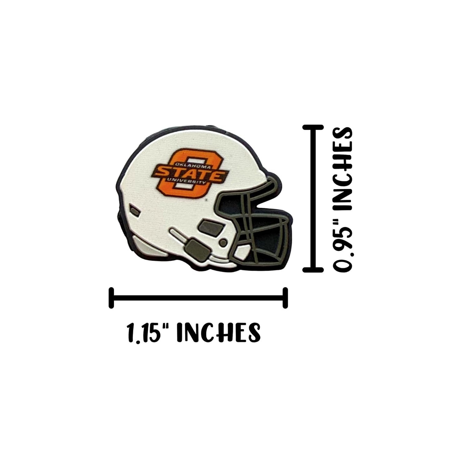Oklahoma State Football Helmet Silicone Focal Bead 12pk 0.95x1.15” Bulk Beadable Pen Keychain Sports White Orange University DIY