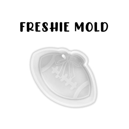 Football with Bow Silicone Freshie Mold 4.6x3.25” Car Freshener Fall Sports Boo Team College Aroma Oven Safe Manly Spirit Scented Beads