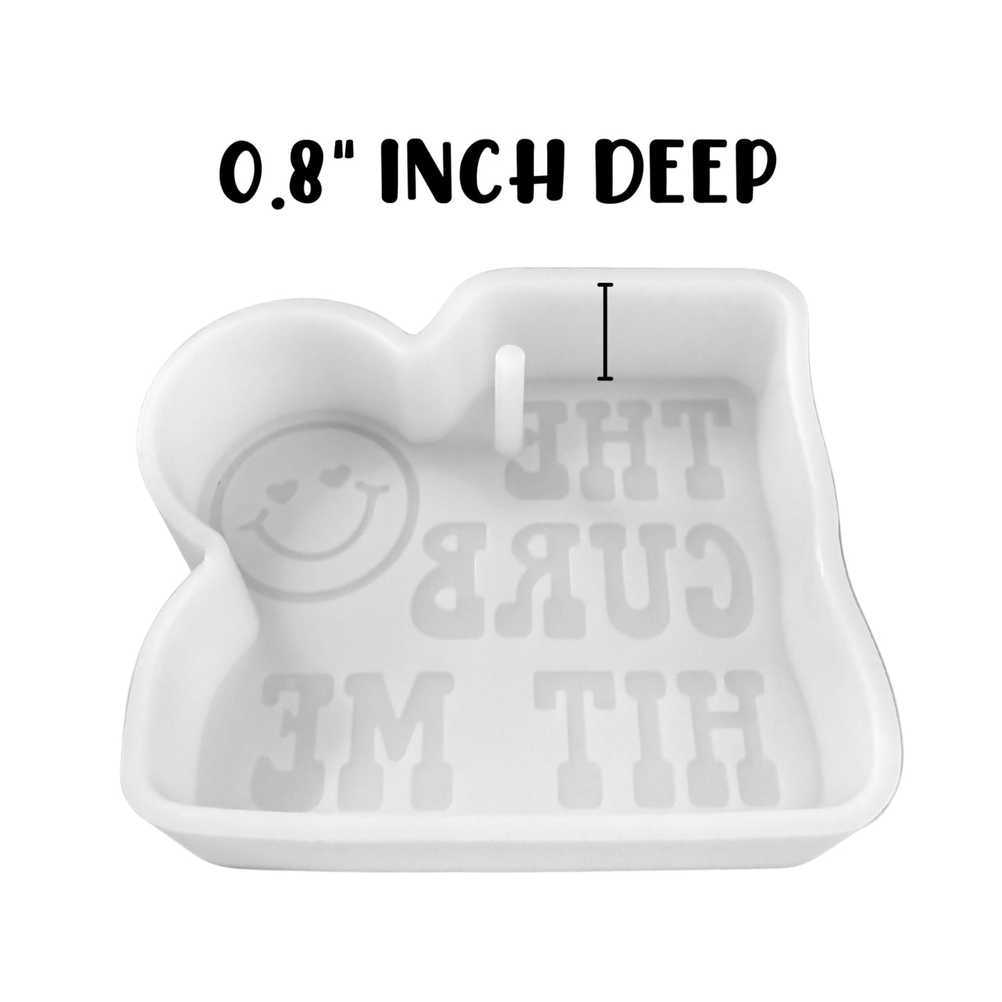 The Curb Hit Me Smiley Face Heart Eyes Silicone Freshie Mold 3.75x3.25” Sarcastic Humor Saying Car Candle Bad Mom Club