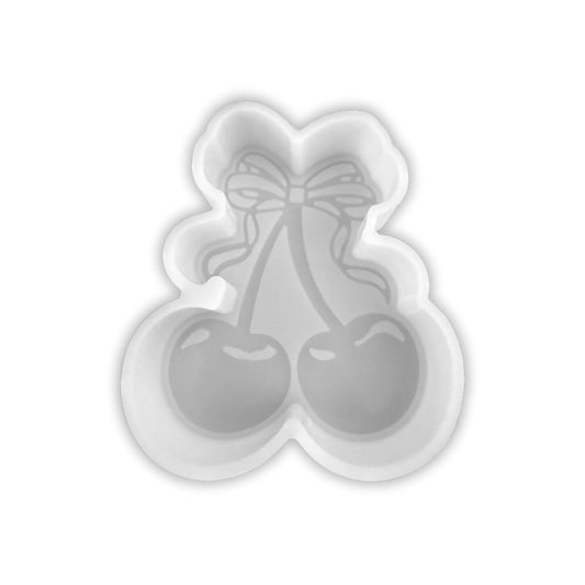Cherries with Bow Silicone Freshie Mold 3.5x4” Car Candle Cherry Retro 90’s Trendy Summer Scented Aroma Beads Wholesale Supplies DIY