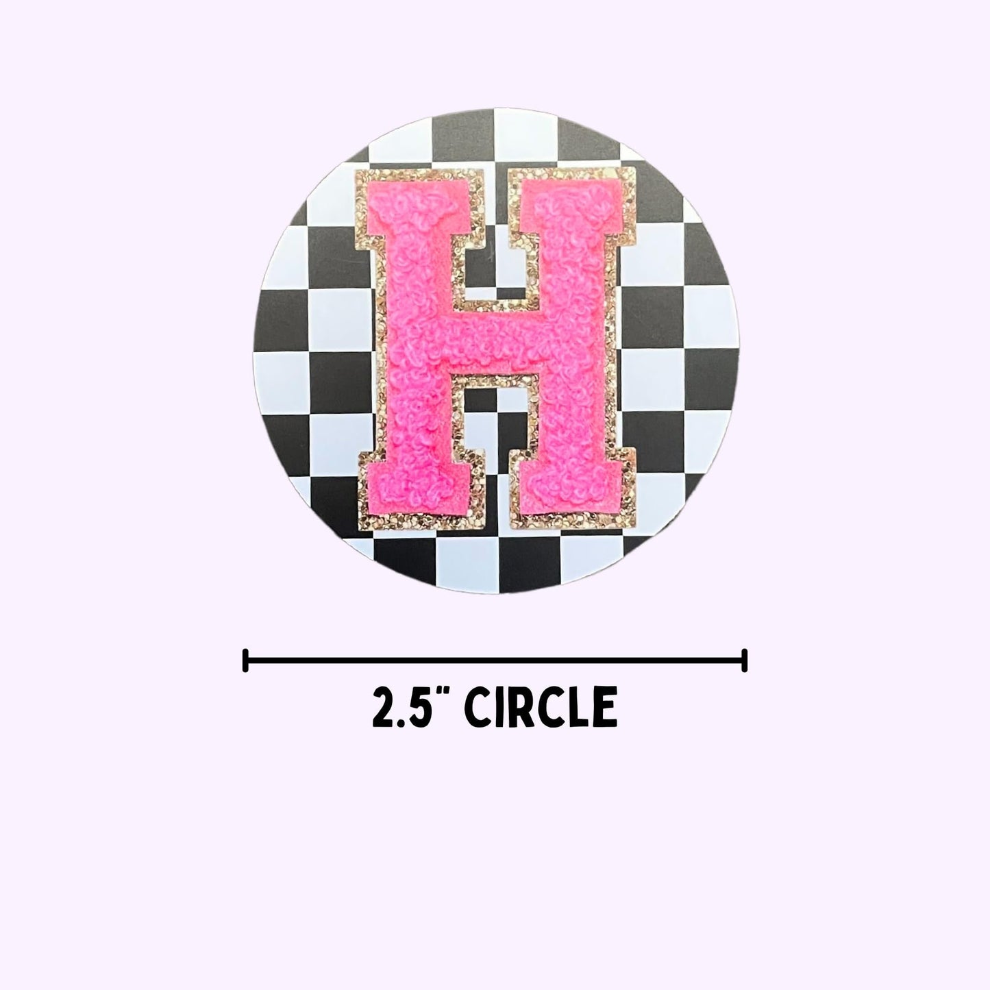 Chenille Letter Freshie Cardstock Cutout Rounds | 26 pk 2.5” inch Circle Checkered Mix Silicone Molds Assorted Bulk Millennial Boujee Alphabet Nurse, Teacher, Initials, Inappropriate Mom