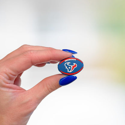 Houston Focal Bead Sports Football 12pk 1.17” for Bulk Keychains Silicone Charm Beadable Pens Freshie Hangers Logo Game Day Red Blue
