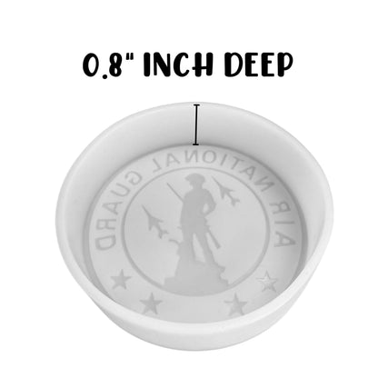 Military United States Guard Silicone Freshie Mold 4” Circle 0.8” D Scented Aroma Beads Men’s Patriotic Veteran Soldier American Flag USA