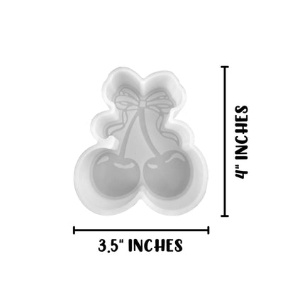 Cherries with Bow Silicone Freshie Mold 3.5x4” Car Candle Cherry Retro 90’s Trendy Summer Scented Aroma Beads Wholesale Supplies DIY