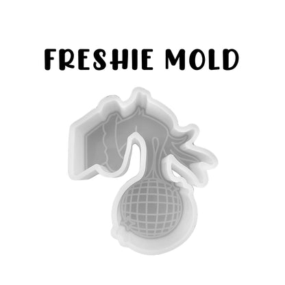 Grouch Hand Green Man Holding Disco Ball Car Freshie Silicone Mold 3.5x4.1x0.8” Christmas Villain Trendy Cardstock Holiday Stole Christmas