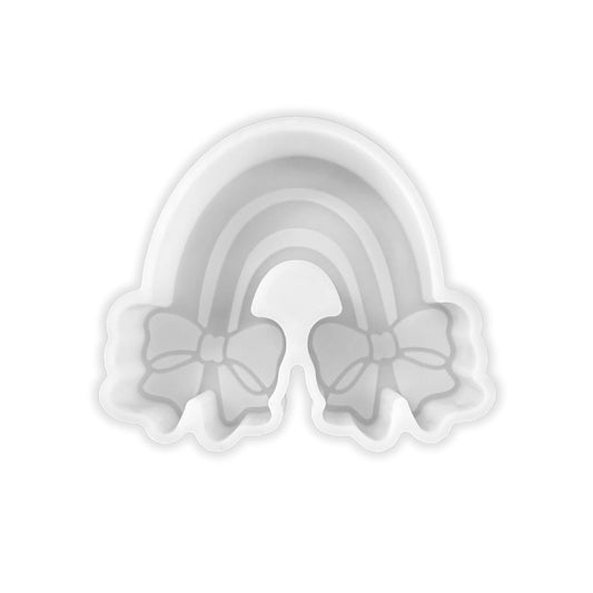 Rainbow with Bows for Clouds Silicone Car Freshie Mold 4x3.5” Scented Aroma Beads Girly Pride Freshener Era Unique Candle Colorful