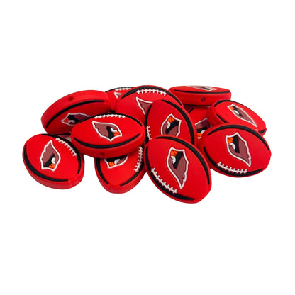 Arizona Focal Bead Football Shaped 12pk 1.17” for Bulk Keychains Silicone Charm Cardinal Beadable Pens Freshie Hangers Logo Game Day Red White Black