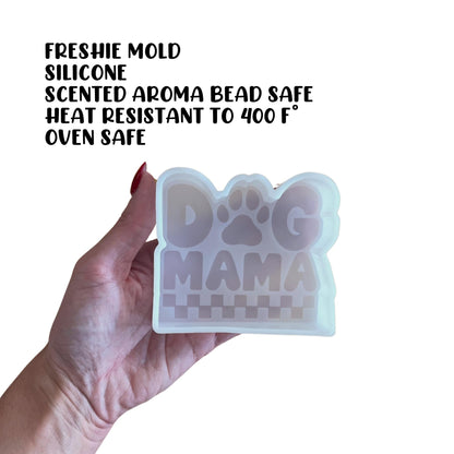 Dog Mama Car Freshie Silicone Mold Pet Tag Mom 4x3.3x0.8” Era Rescue Breeds Animal Lover Scented Aroma Beads Oven Safe