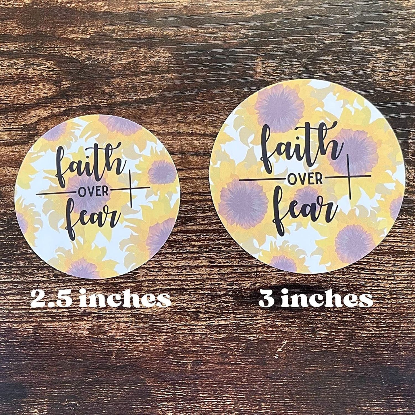 Sunflower Faith Over Fear Cardstock Cutouts for Freshies | 12 Pack | 3" Inch Circles | Freshie Supplies | Western Designs