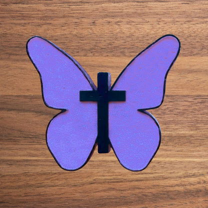 Butterfly with Cross Silicone Freshie Mold 4x3.5” Christian Religious Girly Bible Verse Country Aroma Beads Inspirational