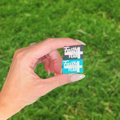 Faith Over Fear Rectangle Silicone Focal Bead 12pk 3x2cm 6pc Each Color Bible Verse Christian Encouragement for Beadable Pen Keychain Freshie Hanger