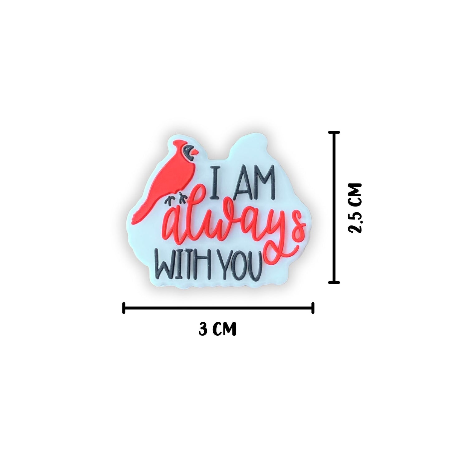 I Am Always with You Red Cardinal 12pk 3cm Silicone Focal Bead in Memory Bird Nature Charm for Beadable Pens Freshie Hangers Keychains DIY