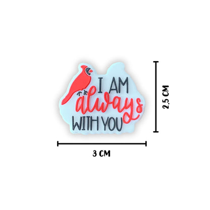 I Am Always with You Red Cardinal 12pk 3cm Silicone Focal Bead in Memory Bird Nature Charm for Beadable Pens Freshie Hangers Keychains DIY