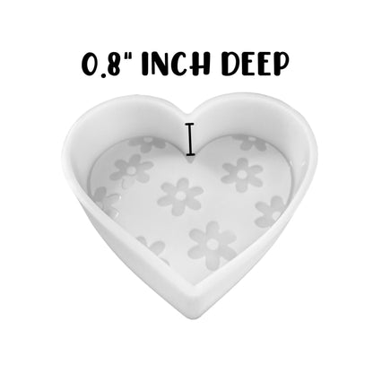 Heart with Flowers Silicone Freshie Mold 4x4” V-Day Valentine’s 90’s Retro Trendy Car Candle Freshener Aroma Beads Oven Safe
