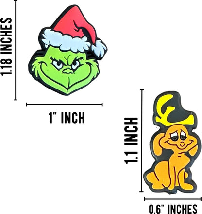 Grinch Silicone Focal Beads | 12 Mixed Pack Max and Mean One for Freshie Hanger Christmas Cardstock Rounds Beadable Makeup Brushes Charms Holiday Beaded Pens Dog Green