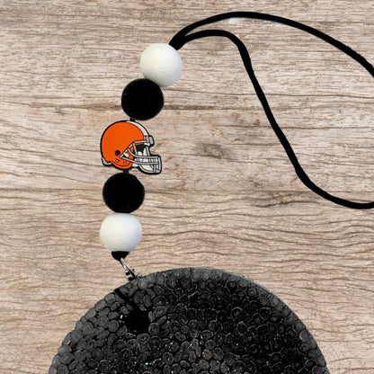 Cleveland Focal Bead Sports Football Helmet 12pk 1.14” for Bulk Keychains Silicone Charm Beadable Pens Freshie Hangers Logo Orange