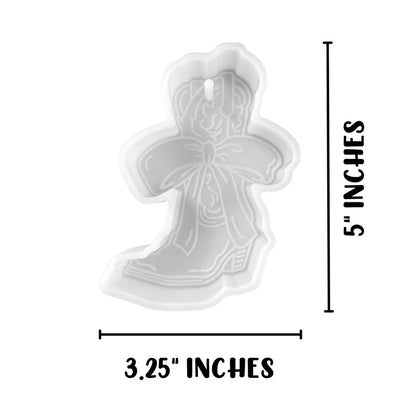Cowboy Boot with Bow Silicone Car Freshie Mold 5x3.25” Country Girl Bachelorette Truck Driving Mom for Aroma Beads Oven Safe
