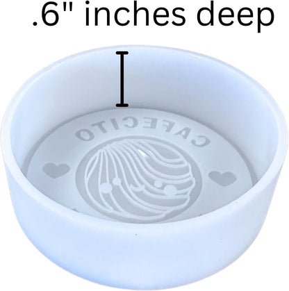 Cafecito y Chisme Spanish Coffee and Gossip Silicone Car Freshie Mold | 4x3x0.6" Heat Resistant Oven Safe for Scented Aroma Bead Car Curvy Quote Letters