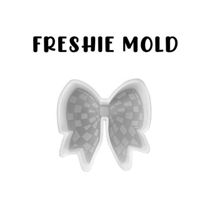 Bow Freshie Silicone Mold Checkered 4x4.1x0.8” Southern Car Air Freshener Trendy Teenager Girl Pink for Beads Oven Safe