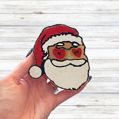 Santa Claus with Heart Eyes Car Freshie Silicone Mold Christmas Holiday Disco Ball Trendy DIY Unique Scented Aroma Beads Present Cardstock Oven Safe