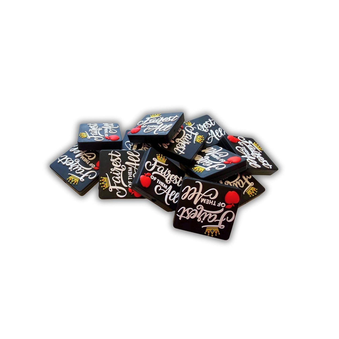 Fairest of Them All Queen Wicked Silicone Focal Bead 12pk Bulk Character 1.11x1.16” Beadable Pen Magical Apple Crown Keychain Mouse