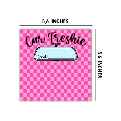Pink Checkered Cardstock Inserts for Freshie Bags 30pk 5.6x5.6” Packaging Care Instructions Ideal for Sacks 6” Square Backers for Customers Minimalist