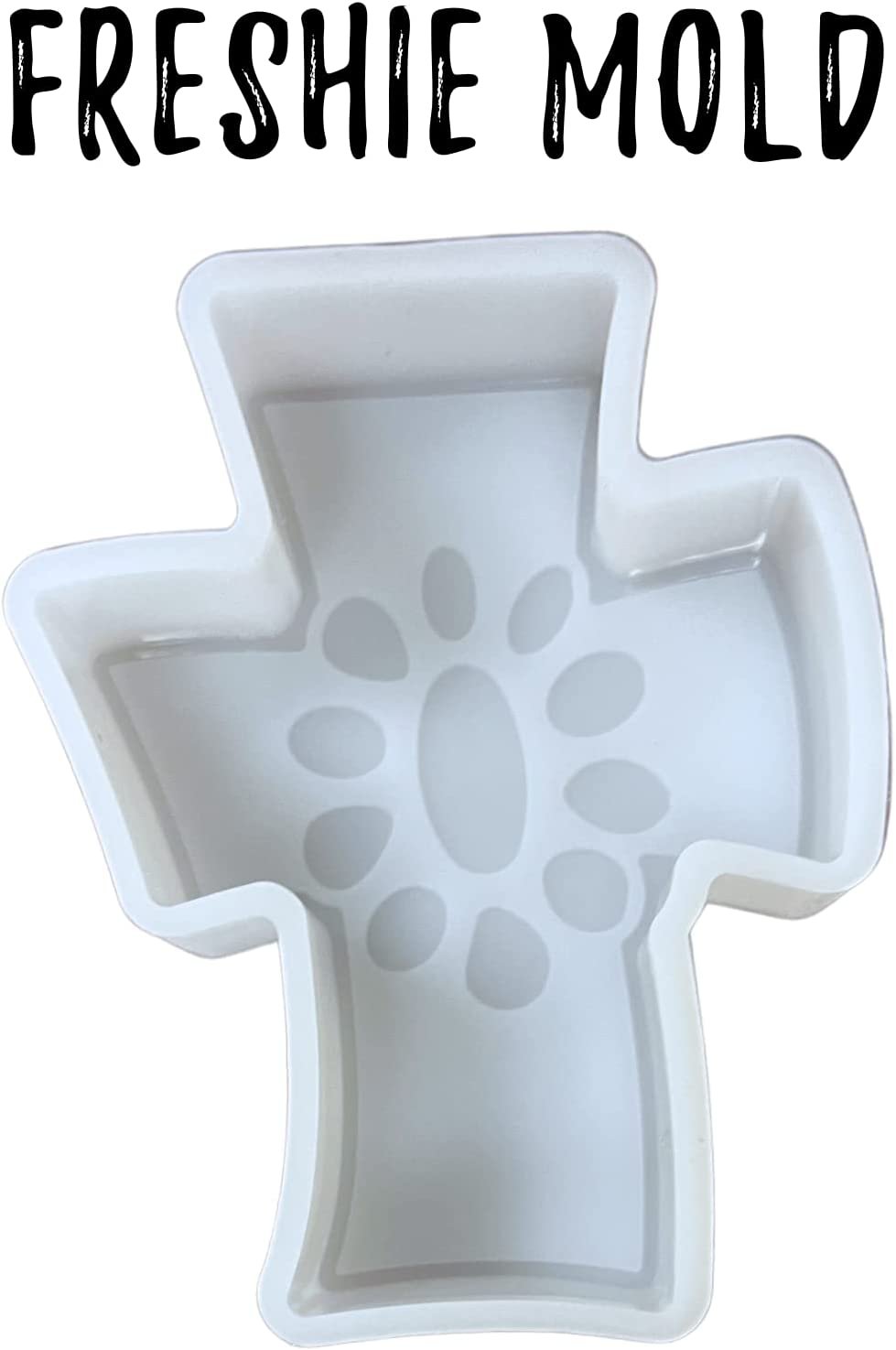 Cross with Turquoise Concho Western Car Freshie Silicone Mold | 3 x 3.75” x 0.08” inches for Scented Aroma Beads Car Candle, Soap Oven Safe to 450 F Bake Heat Resistant Christian Religious