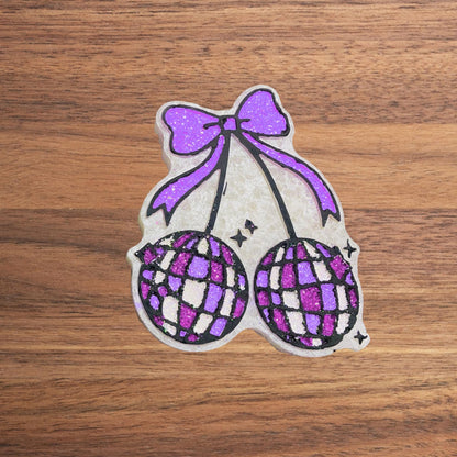 Disco Ball Cherries with Bow Silicone Freshie Mold 3.1x4” Cherry 90’s Retro Trendy Cowgirl Hat Aroma Beads Fragrance Wholesale