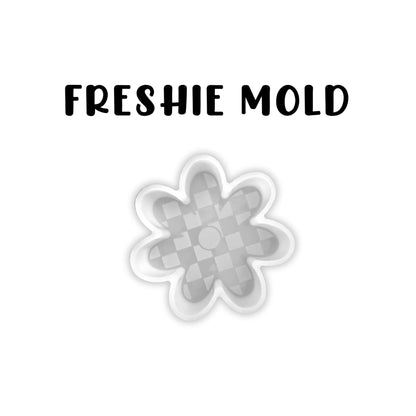 Flower Checkered Silicone Freshie Mold 4” Summer Car Candle 90’s Retro Trendy Aroma Beads Wholesale Supplies Oven Safe Hippy
