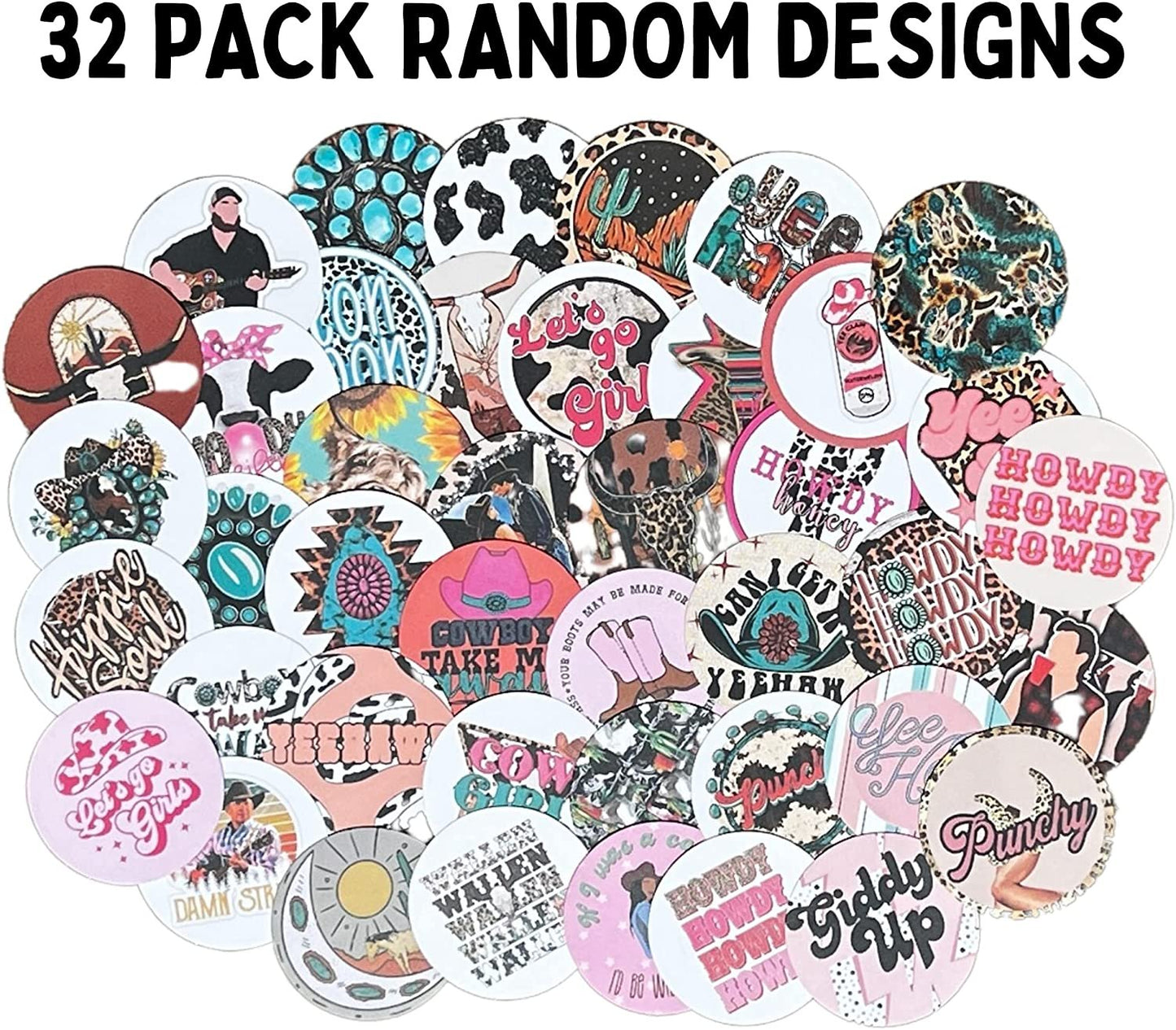 Freshie Cardstock Cutouts Rounds 2.5” inch for Freshies Random Mix | 32 pk | For Scented Aroma Beads Bake with Mold for Car Freshie Designs, Western, Cow, Leopard, Aztec, Howdy, Bull Skull