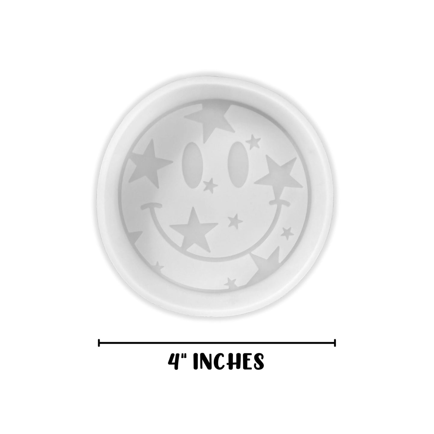 Smiley Face with Star Eyes Rounds Silicone Freshie Mold 4” Car Freshener 90’s Retro Trendy Lightening Bolt Bad Mom