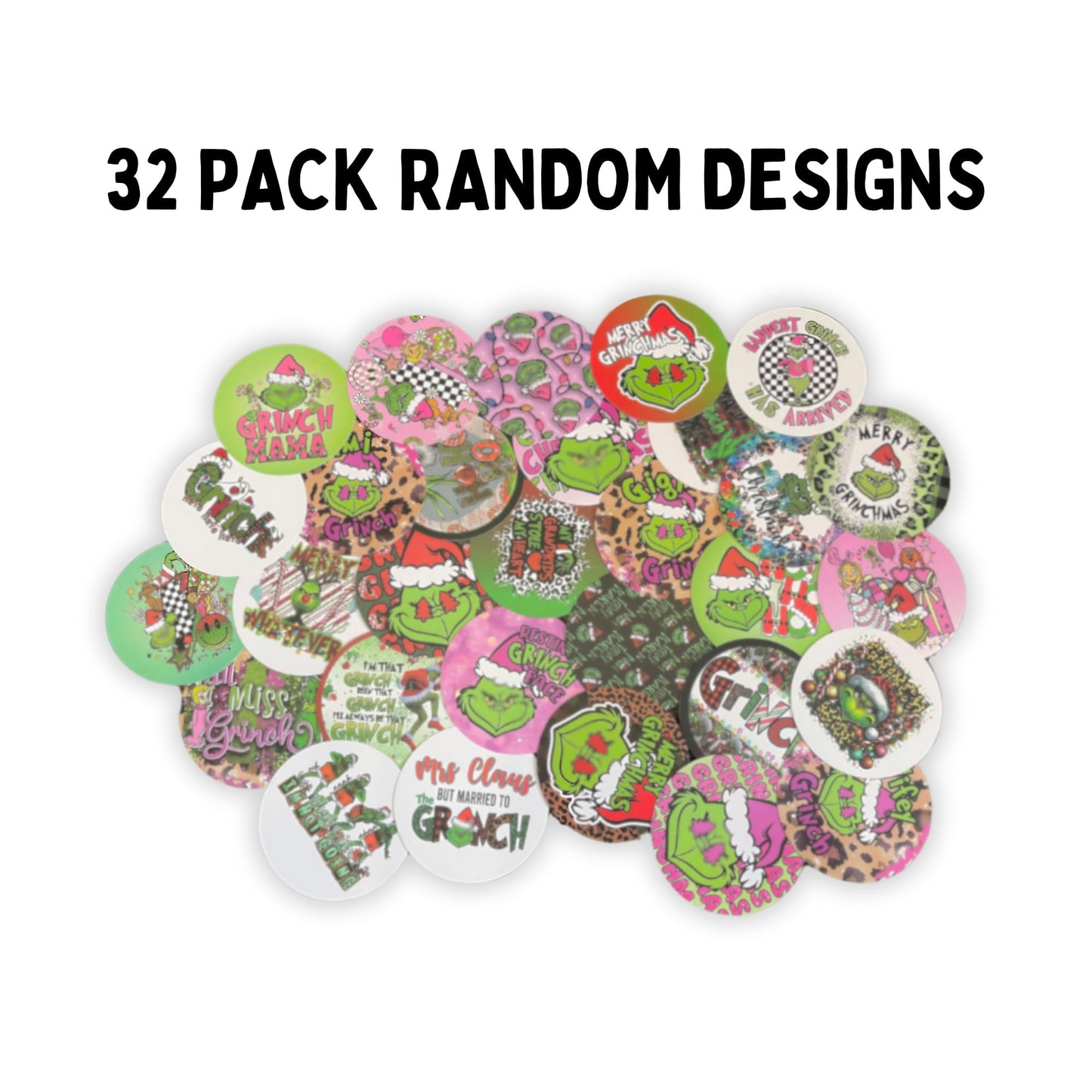 Grouch Christmas Freshie Cardstock Cutouts 3” inch Rounds | 32 pk Mixed | Scented Aroma Beads Bake with Mold for Car Freshie Designs, Winter Holiday, Mean One, Trendy, in My Grouch Era