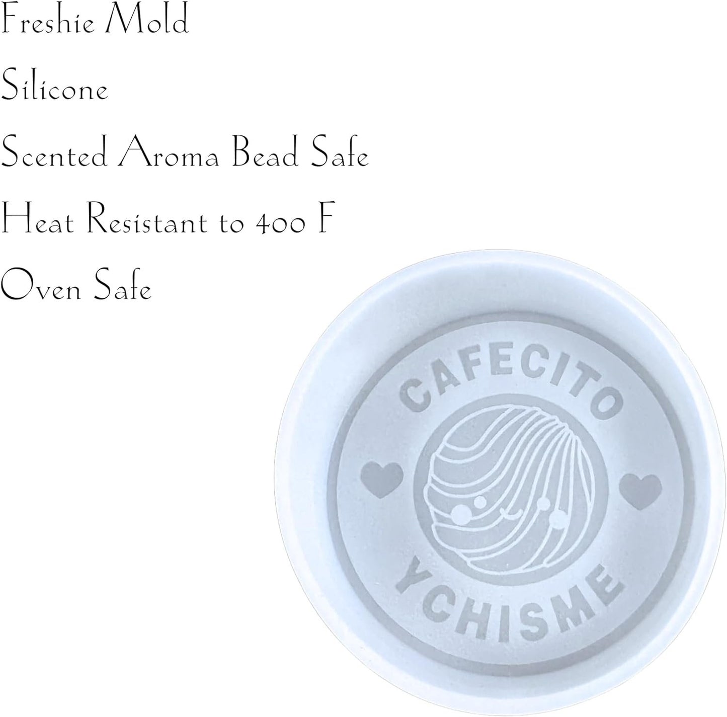 Cafecito y Chisme Spanish Coffee and Gossip Silicone Car Freshie Mold | 4x3x0.6" Heat Resistant Oven Safe for Scented Aroma Bead Car Curvy Quote Letters